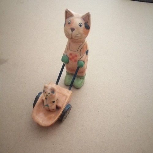 Statuette chat bois - statuette, en